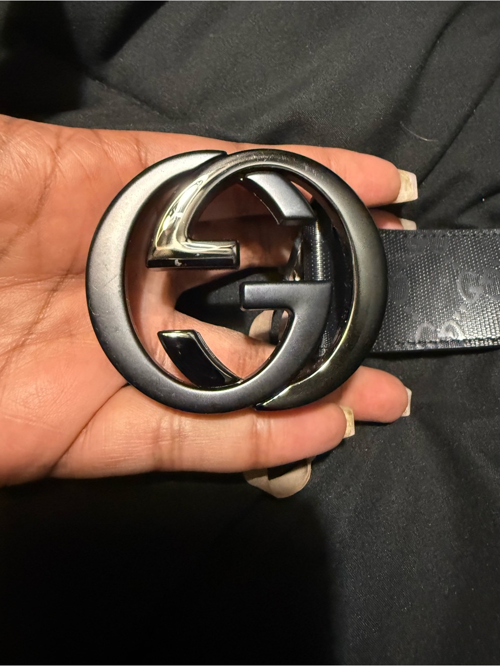 Gucci Men’s Black Interlocking G Buckle Belt